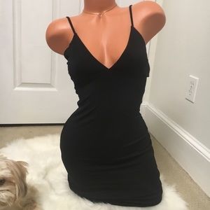 Black stretchy midi dress